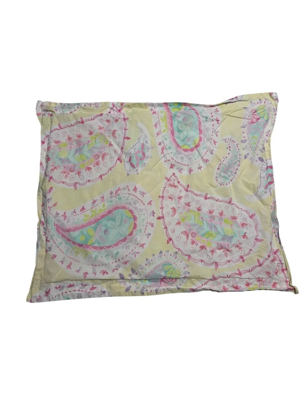 Pottery Barn Kids Yellow Paisley Standard Pillowcase 100% Cotton ONE SINGLE